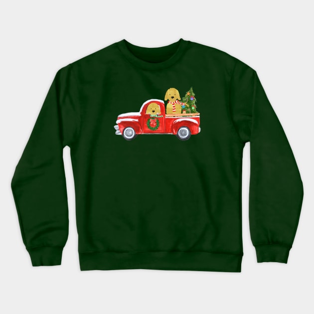 Golden Retrievers Christmas Red Truck Crewneck Sweatshirt by EMR_Designs